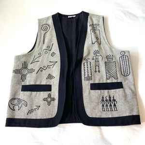 Vintage Venus Imports Vest 100% Cotton Made in Nepal Front Pockets Size Large